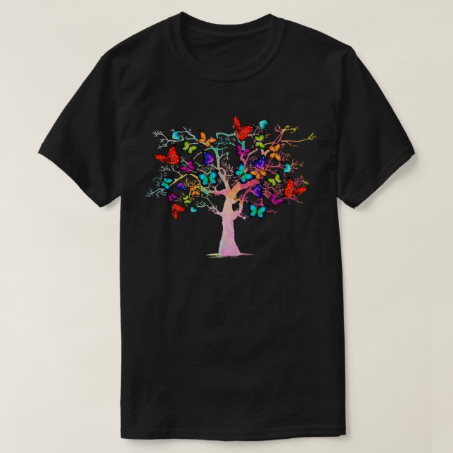 Butterfly Tree Beautiful Butterfly lover Nature T-Shirt (Design Front)