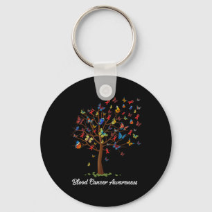 Butterfly Tree Beautiful Red Ribbon Blood Cancer A Keychain