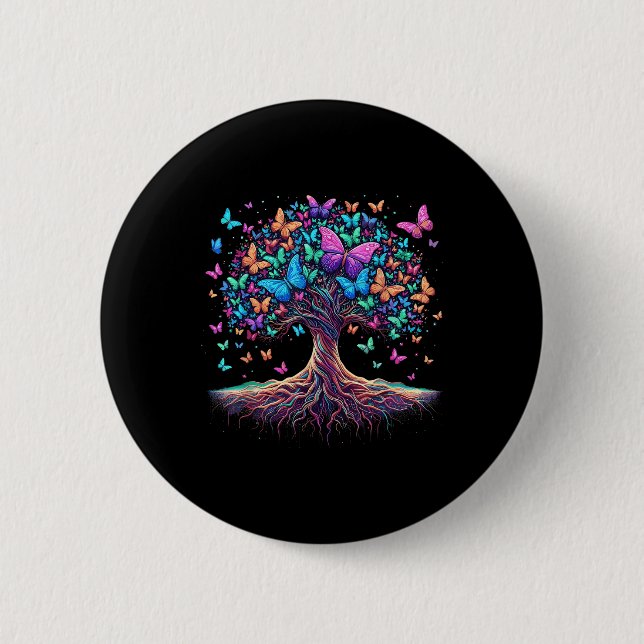 Butterfly Tree Nature  2 Inch Round Button (Front)