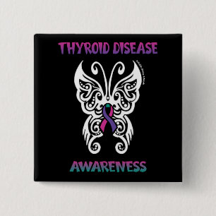 Butterfly/Tribal...Thyroid Disease 2 Inch Square Button