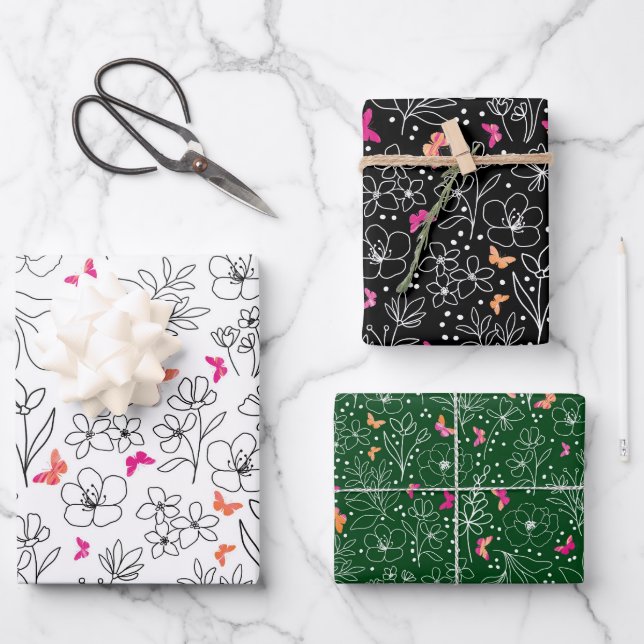 butterfly trio wrapping paper (Front)