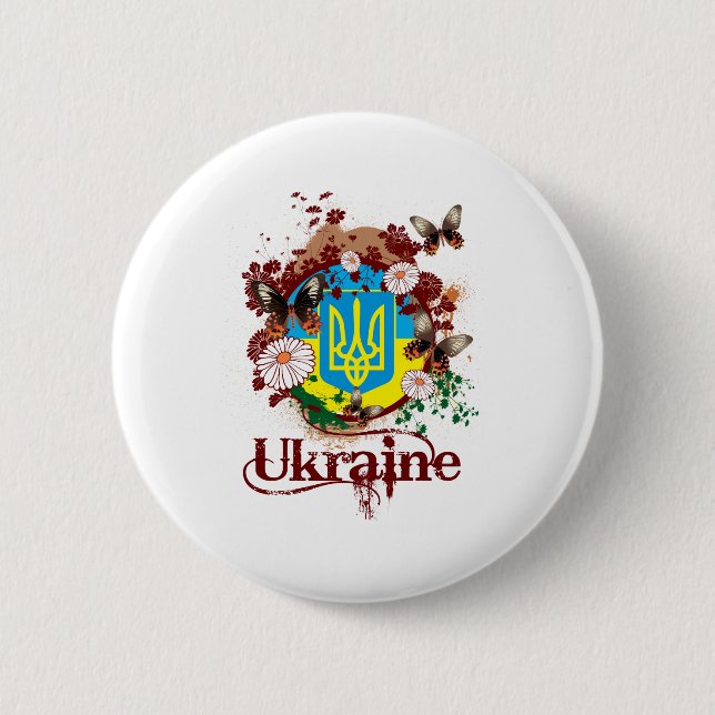 Butterfly Ukraine 2 Inch Round Button (Front)