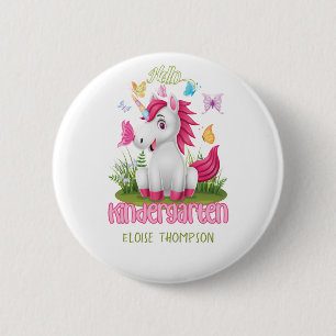 Butterfly Unicorn Kindergarten Back to School    2 Inch Round Button