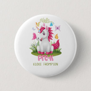 Butterfly Unicorn Pre-K 1st Day Back to School  2 Inch Round Button