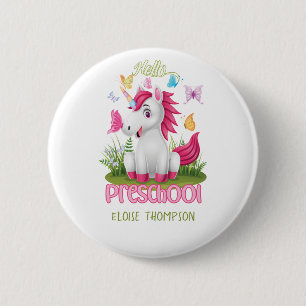 Butterfly Unicorn Preschool Back to School    2 Inch Round Button