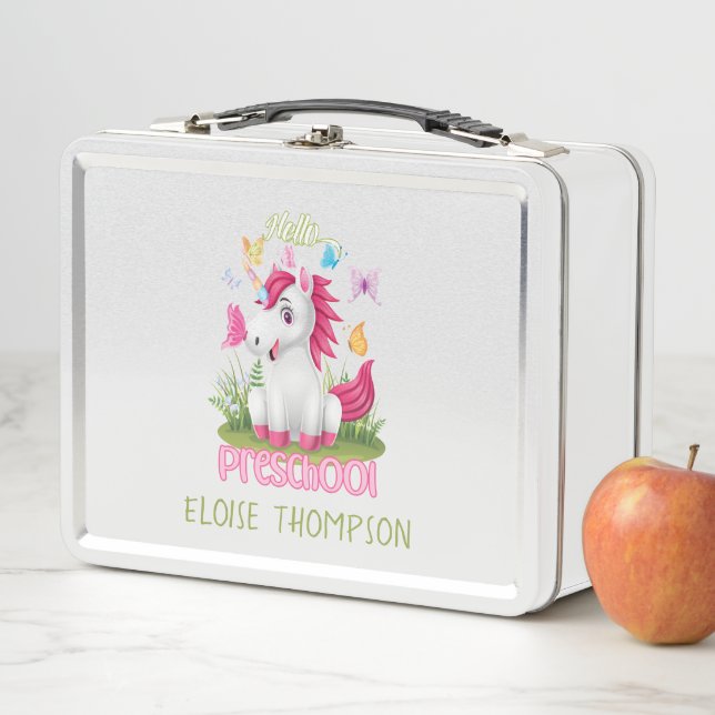 Butterfly Unicorn Preschool Back to School   Metal Lunch Box (In Situ)
