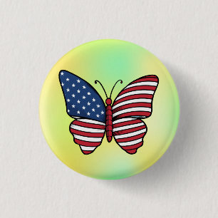 Butterfly USA Flag Sublimation-62614 1 Inch Round Button