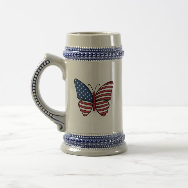 Butterfly USA Flag Sublimation-62614 Beer Stein (Left)