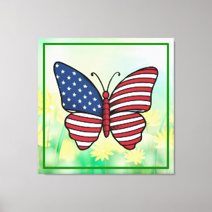 Butterfly USA Flag Sublimation-62614 Canvas Print