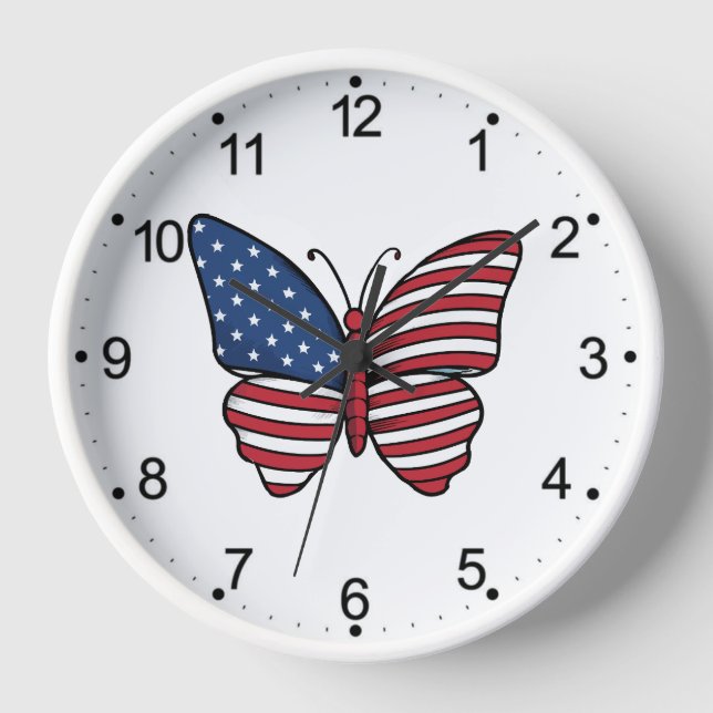 Butterfly USA Flag Sublimation-62614 Clock (Front)