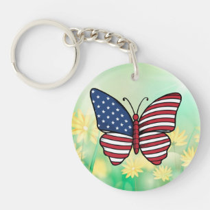 Butterfly USA Flag Sublimation-62614 Keychain