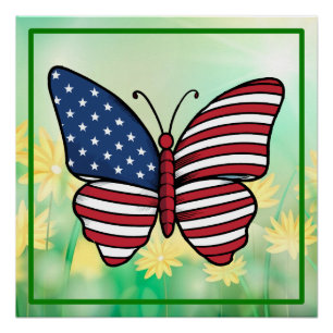 Butterfly USA Flag Sublimation-62614 Poster