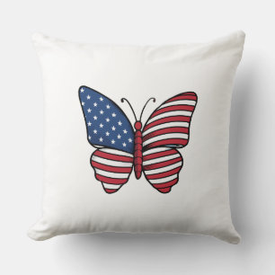 Butterfly USA Flag Sublimation-62614 Throw Pillow