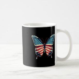 Butterfly Usa Flag Vintage Cute American 4th Of Ju Coffee Mug