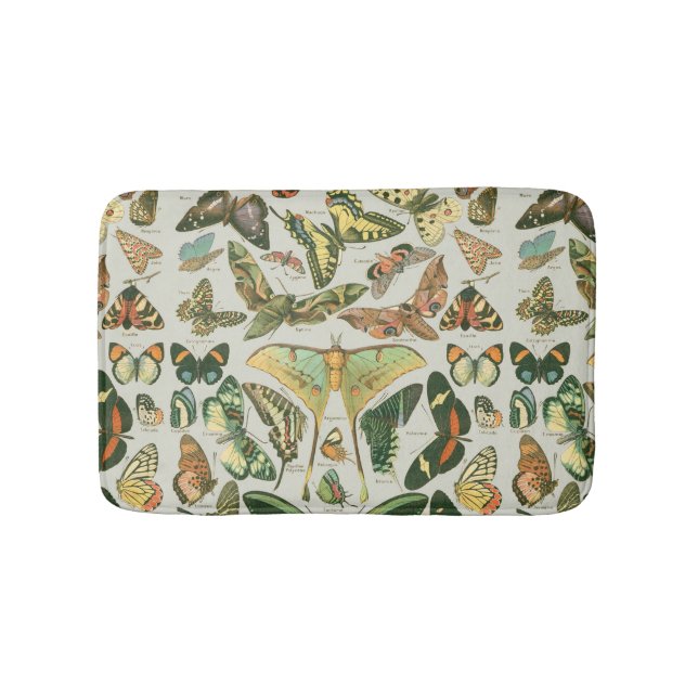 Butterfly Vintage Antique Butterflies Art Bath Mat (Front)