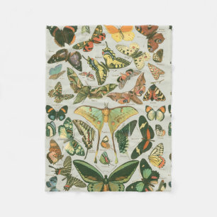 Butterfly Vintage Antique Butterflies Art Fleece Blanket