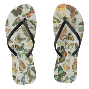 Butterfly Vintage Antique Butterflies Art Flip Flops