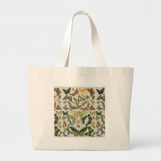 Butterfly Vintage Antique Butterflies Art Large Tote Bag (Front)