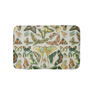 Butterfly Vintage Antique Butterflies Pattern Bath Mat