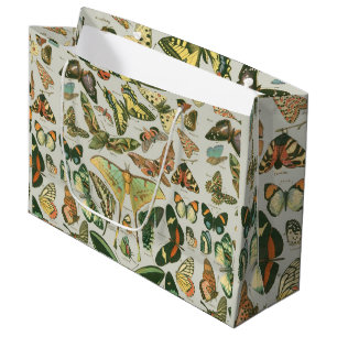 Butterfly Vintage Antique Butterflies Pattern Large Gift Bag