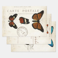 Butterfly Vintage French Carte Postale Decoupage