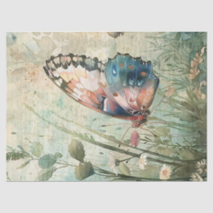 Butterfly Vintage Hand Writing Letter Decoupage Tissue Paper