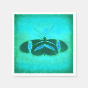 Butterfly Vintage Watercolor Teal Green Pop Art Napkin