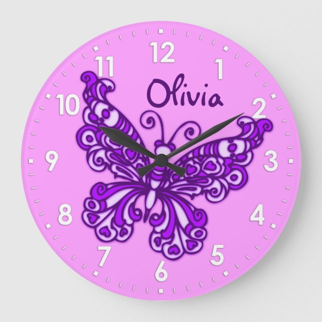 Butterfly violet filles nom de la chambre horloge  (Recto)