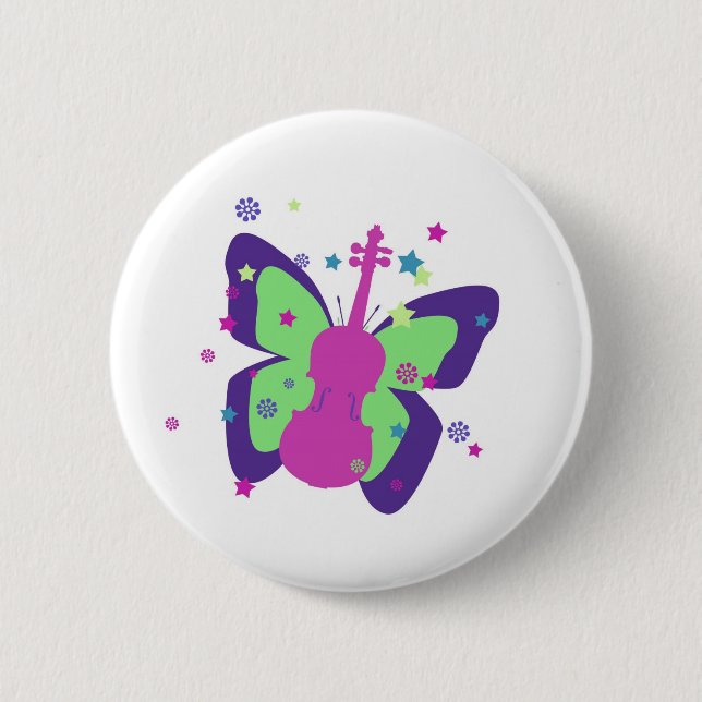 Butterfly Violin 2 Inch Round Button (Front)