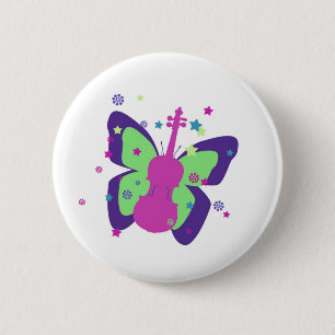 Butterfly Violin 2 Inch Round Button