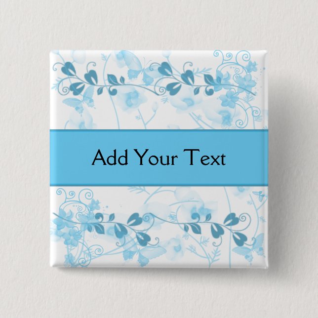 Butterfly Visions in Blue 2 Inch Square Button (Front)