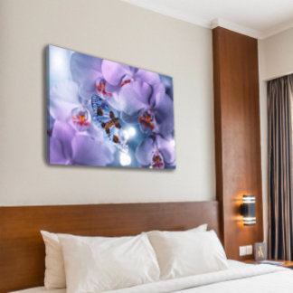 Butterfly Visiting Purple Orchid Flowers Canvas Print