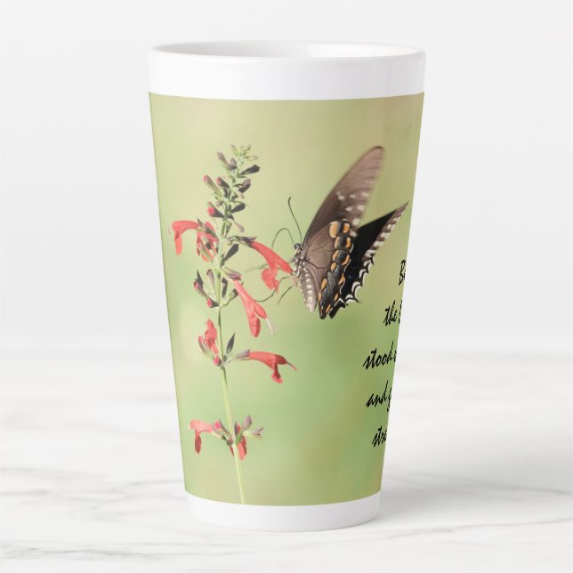  Butterfly w/ Verse about God's Strength Latte Mug (Front)