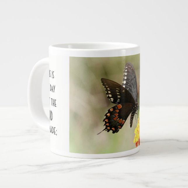 Butterfly w/ verse; Psalm 118:24  Large Coffee Mug (Front Left)
