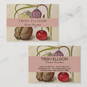 Butterfly Walnut Flower Cherry Watercolor Art Business Card