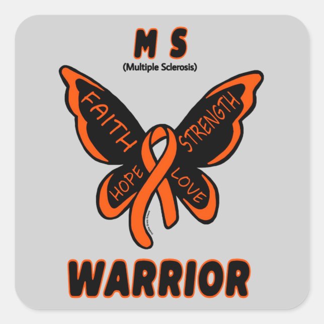 Butterfly/Warrior...MS Square Sticker (Front)