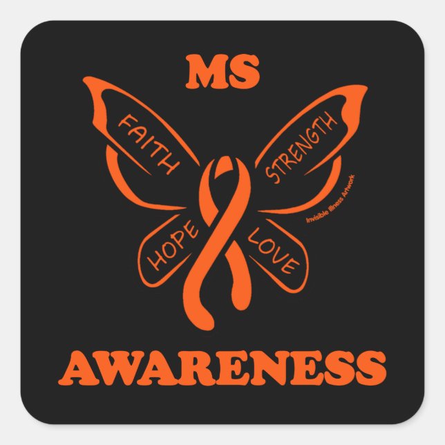 Butterfly/Warrior...MS  Square Sticker (Front)