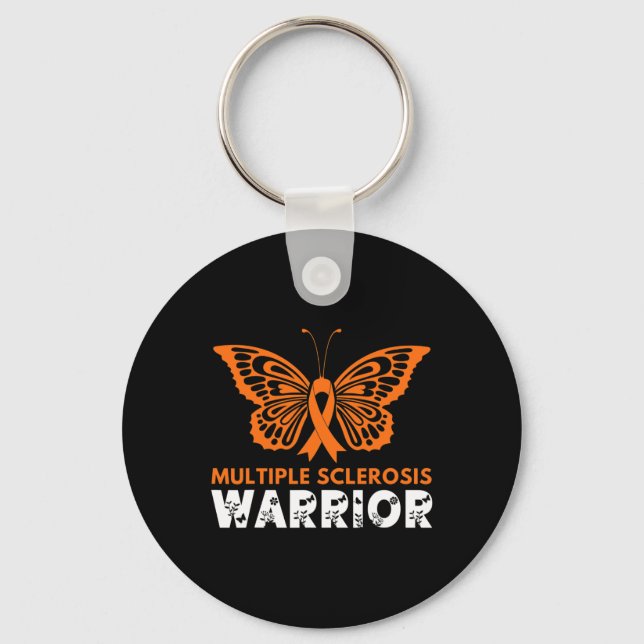 Butterfly Warrior Multiple Sclerosis Awareness Ora Keychain (Front)