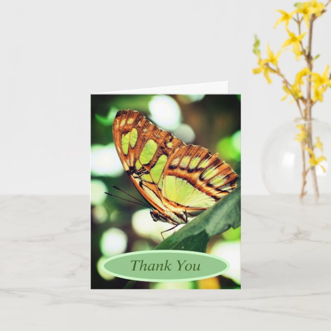 Butterfly Watching Nature Personalized Thank You Card (Yellow Flower)