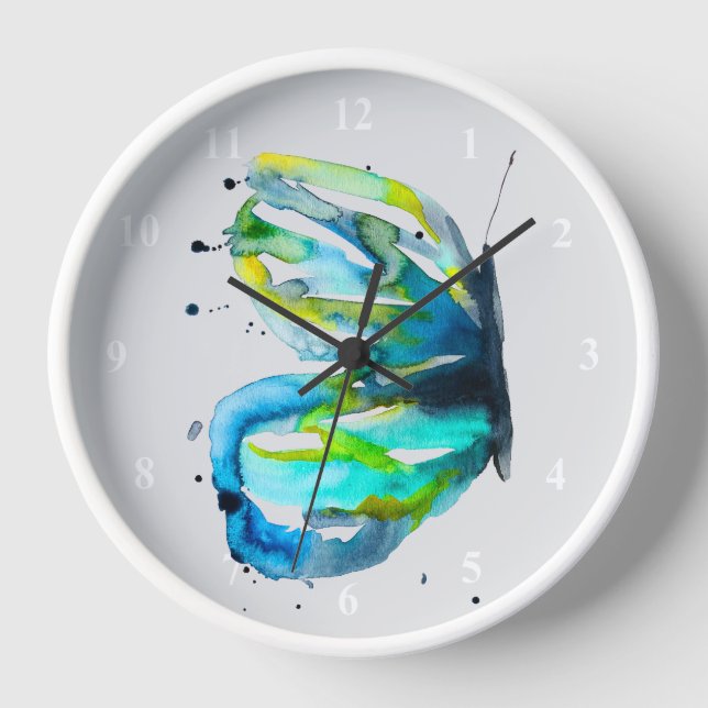 Butterfly watercolor art clock (Front)