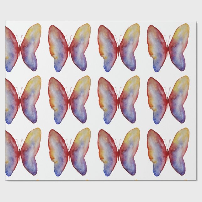 Butterfly Watercolor Art Matte Wrapping Paper (Flat)