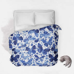Butterfly Watercolor Blue Duvet Cover