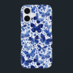 Butterfly Watercolor Blue Pattern iPhone 16 Case<br><div class="desc">Indigo blue and white watercolor butterfly painting. Protect and prettify your phone at the same time!  Original art by Nic Squirrell.</div>