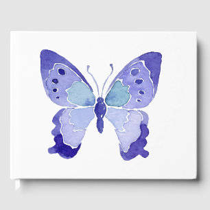 Butterfly Watercolor Butterflies Navy Blue Wedding Guest Book