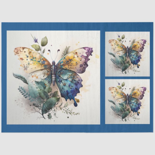 Butterfly Watercolor  Decoupage  Tissue Paper (Front)