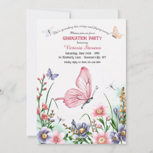 Butterfly Watercolor Graduation Invitation