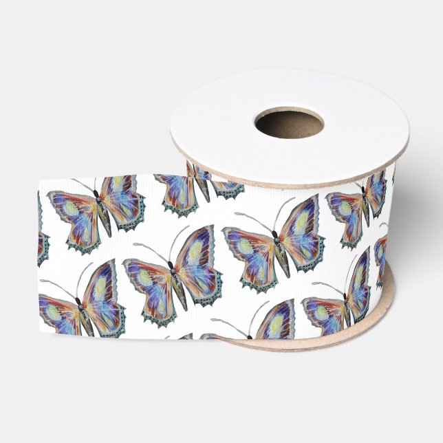 Butterfly watercolor grosgrain ribbon (Spool)