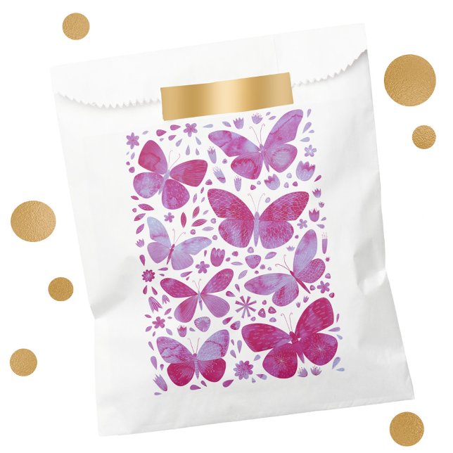 Butterfly Watercolor Magenta Hot Pink Favour Bag (Magenta hot pink butterfly watercolor pattern favor bag)