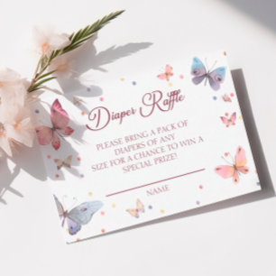 Butterfly Watercolor Pastel Diaper Raffle Enclosure Card
