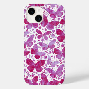 Butterfly Watercolor Pattern Pink Case-Mate iPhone 14 Case
